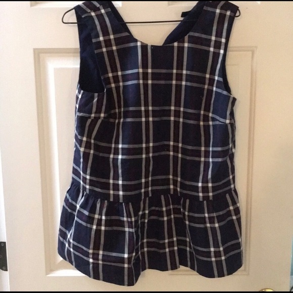 Halogen Plaid ruffled Peplum BlouseTop. Peplum Tank-Top-Tee Size: S Petite - Picture 2 of 8